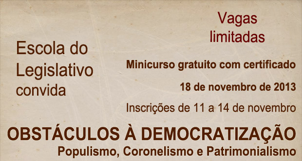 Novo curso da Escola do Legislativo, dia 18 de novembro